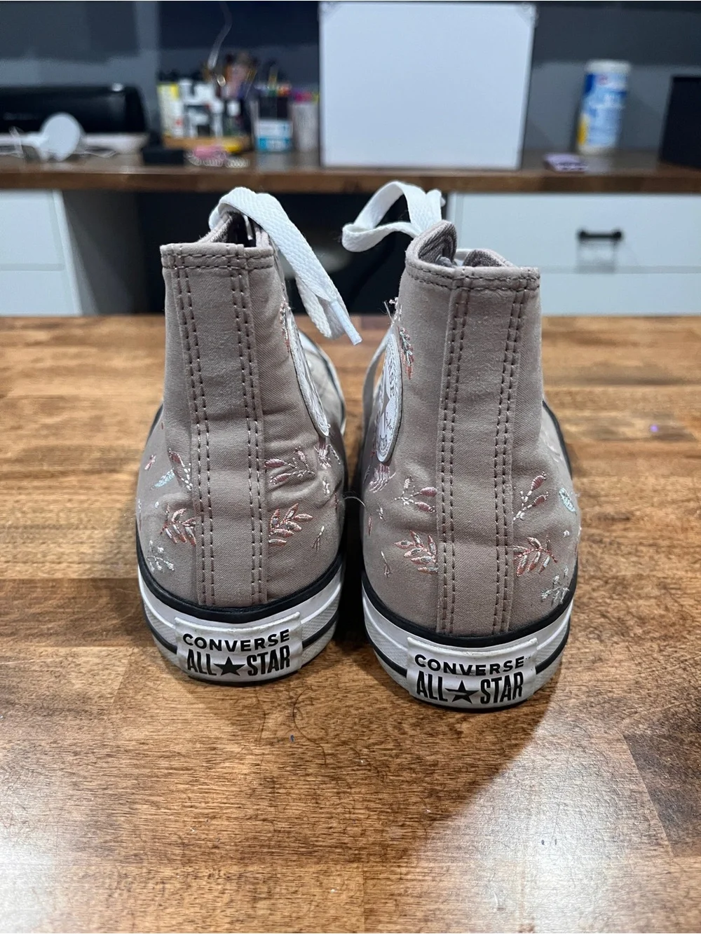Converse High Top Sneakers - Light Taupe with White Accents